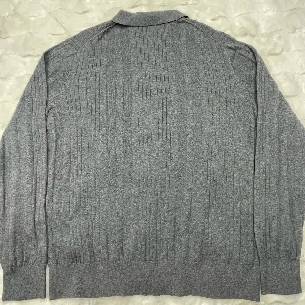 NWT $100 Banana Republic Organic Cotton Ribbed Sweater Polo Long Sleeve Mens L